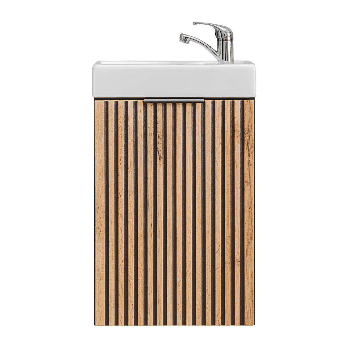 HANDWASCHBECKEN-MÖBEL 40cm Gaia Holz in Eichenoptik und Schwarz - Braun, Holzwerkstoff (40/66/22cm) - Petits-meubles