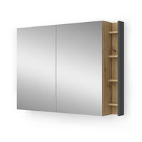 BADSPIEGELSCHRANK Edelin Anthrazit/Artisan 100 x 75 cm mit Regalen - Anthrazit/Eiche Artisan, Holzwerkstoff (100/75/18cm) - Vicco