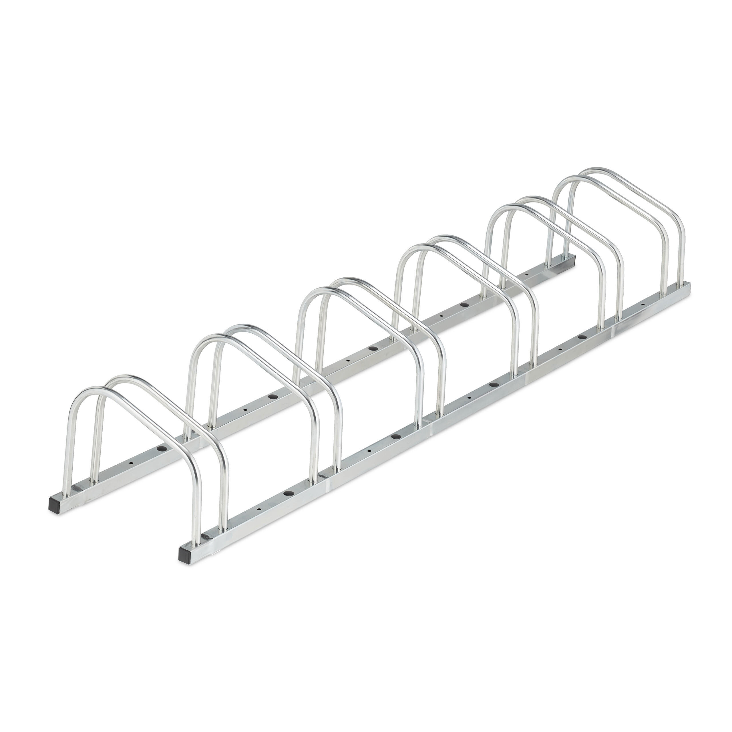FAHRRADSTÄNDER Silber für 6 Fahrräder verzinkter Stahl bis 50 mm - Silberfarben, Metall (168/26/33.5cm) - Relaxdays