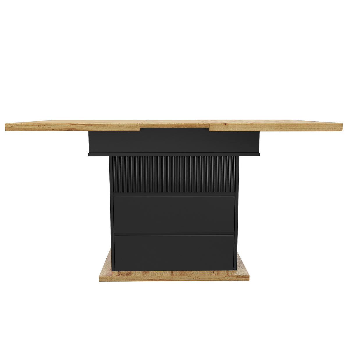 ESSTISCH Ausziehbarer aus MDF mit Stauraum, 110-140/80/75 cm, Schwarz - Schwarz, Holzwerkstoff (110/80/75cm) - Redom