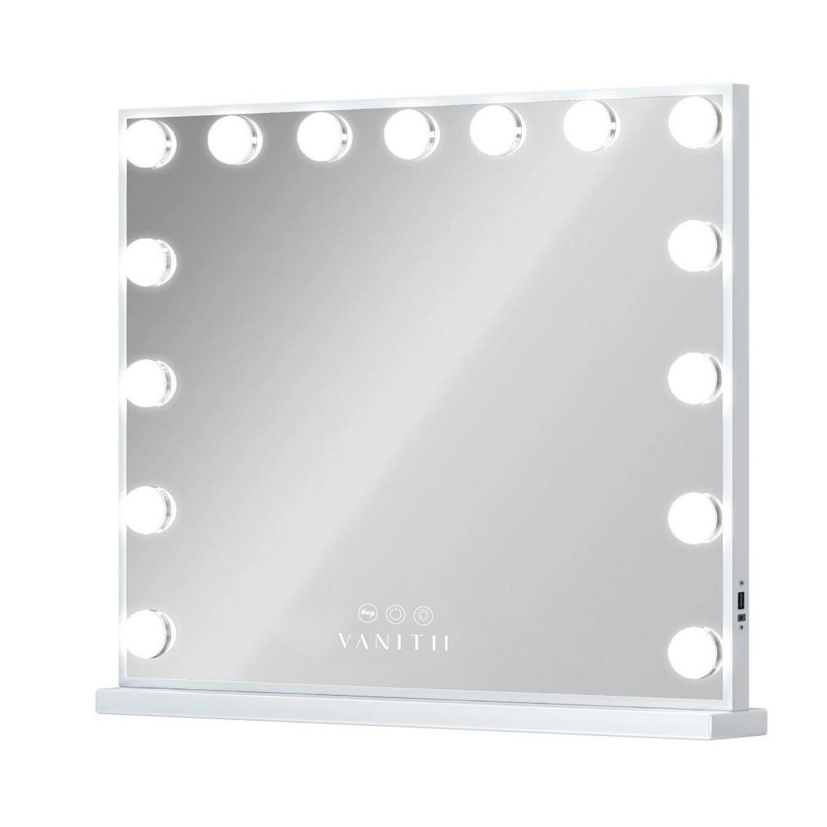 SCHMINKSPIEGEL mit LED-Beleuchtung weiß 58/46 cm - Weiß, Metall (58/46/3cm) - VANITII