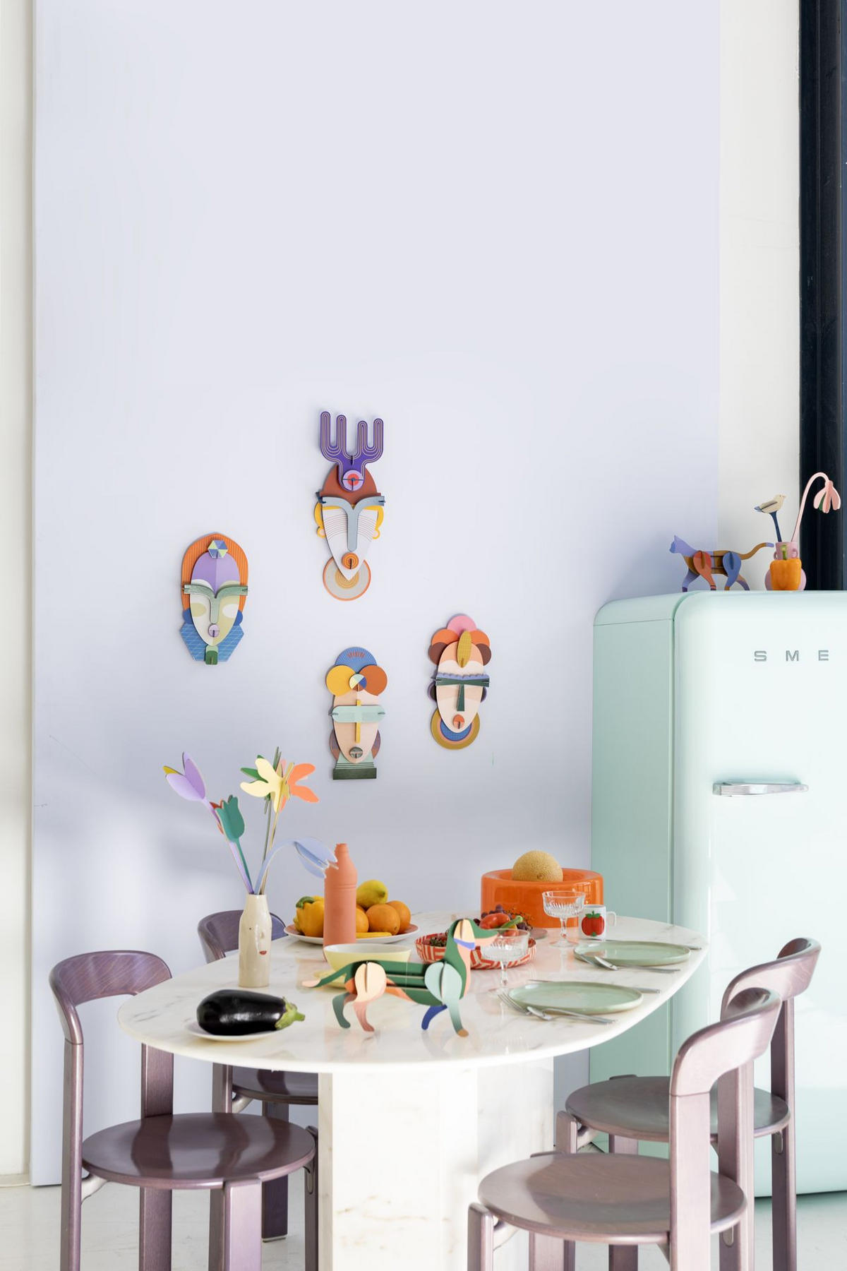 WANDSKULPTUR Bunt 6,5/22 cm - Multicolor, Wellpappe (6.5/22/22cm) - KUNSTLOFT