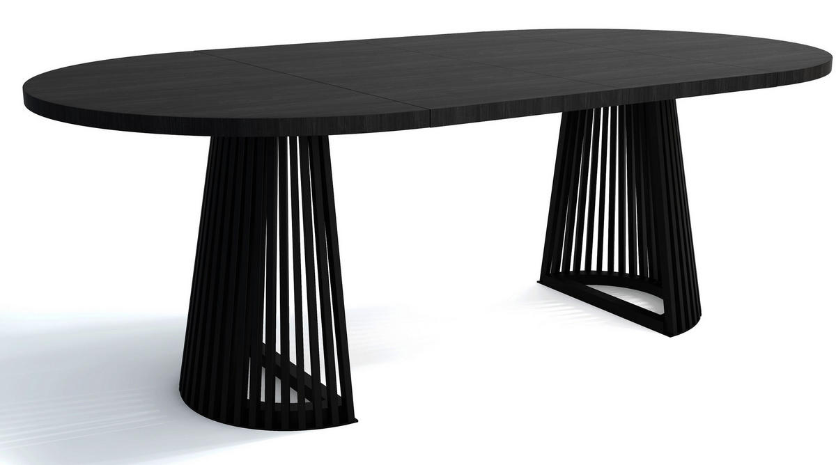 TISCH Schwarz DUSTO Ausziehbar Mit Lamellen 120/220 cm - Schwarz, Holzwerkstoff (120/120/77cm) - Sepro Meble