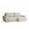 ECKSOFA MIT SCHLAFFUNKTION Numba Creme Webstoff - Creme/Schwarz, Holz/Holzwerkstoff (253/153cm) - Maison de Reve
