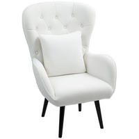 SESSEL mit Lendenkissen, Weiß - Weiß, Textil (88/106/75cm) - HOMCOM