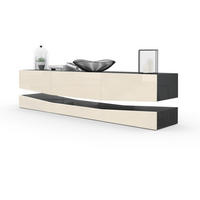 LOWBOARD City Fronten in Creme Hochglanz - Creme, Holzwerkstoff (178/48/39cm) - Vladon