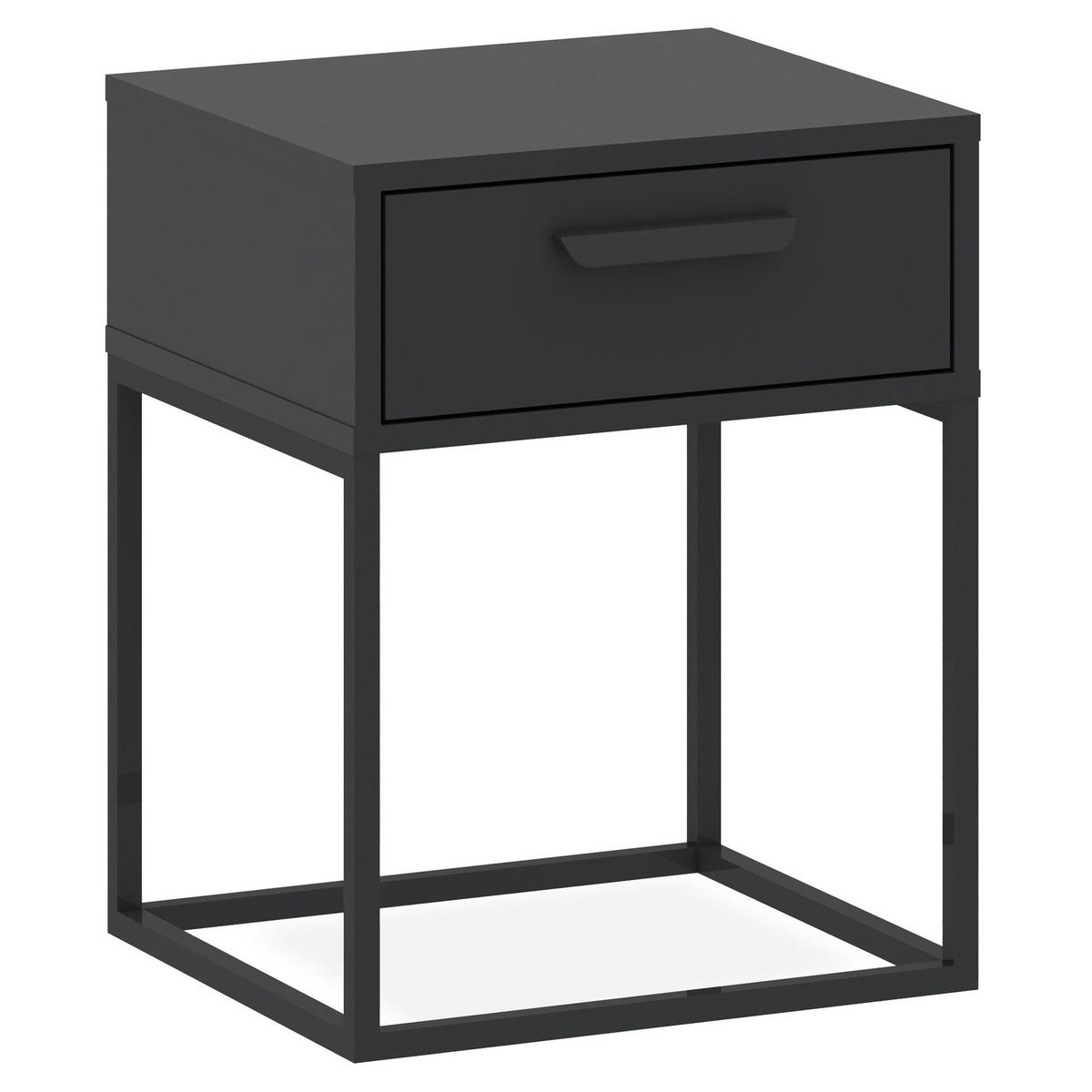 NACHTTISCH RECTUS Nachtschrank, Modern - Anthrazit/Schwarz, Holzwerkstoff (40/52/39cm) - KONSIMO®
