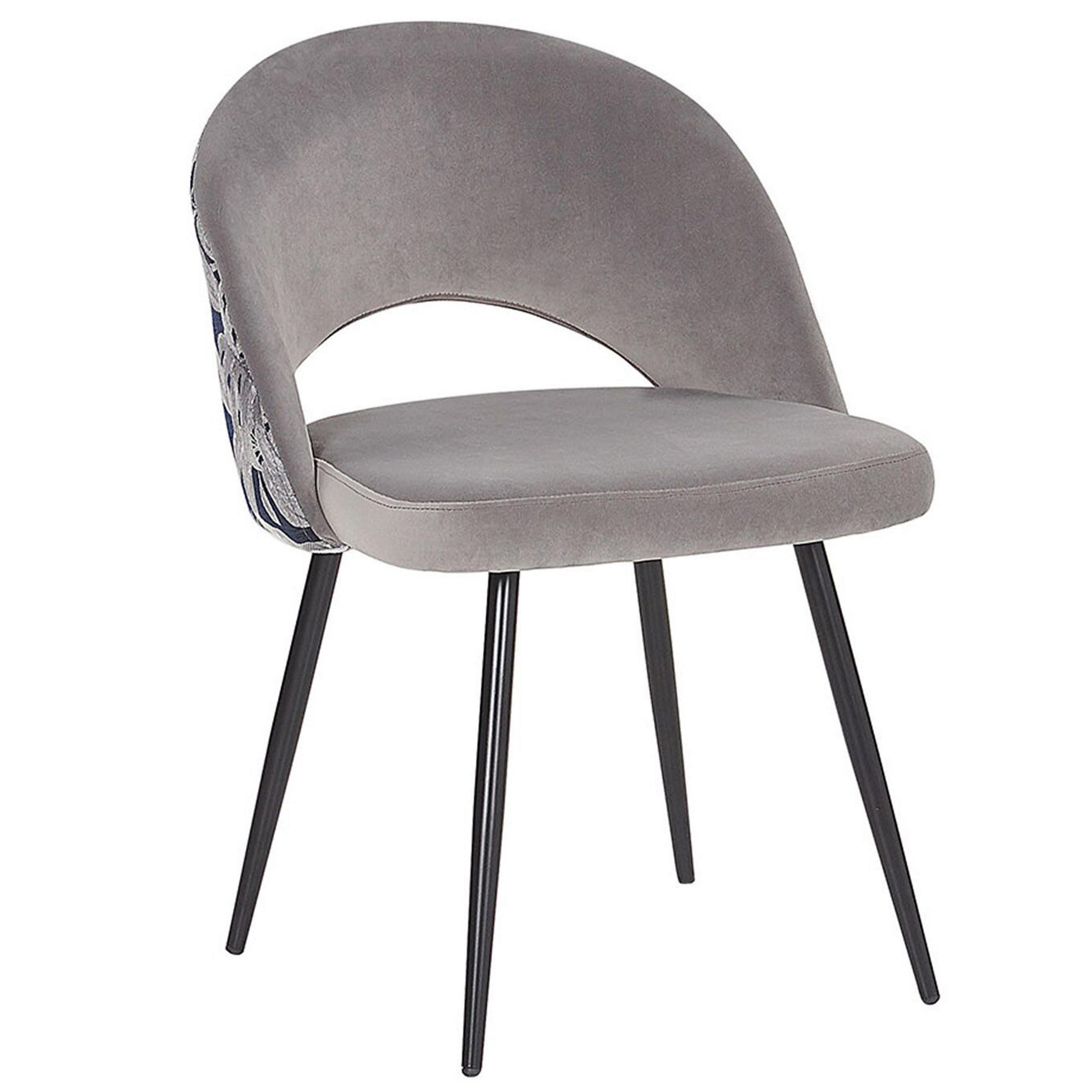 ESSZIMMERSTUHL 2er-Set Samtstoff Grau Vivian - Grau, Textil/Metall (52/77/56cm) - Beliani