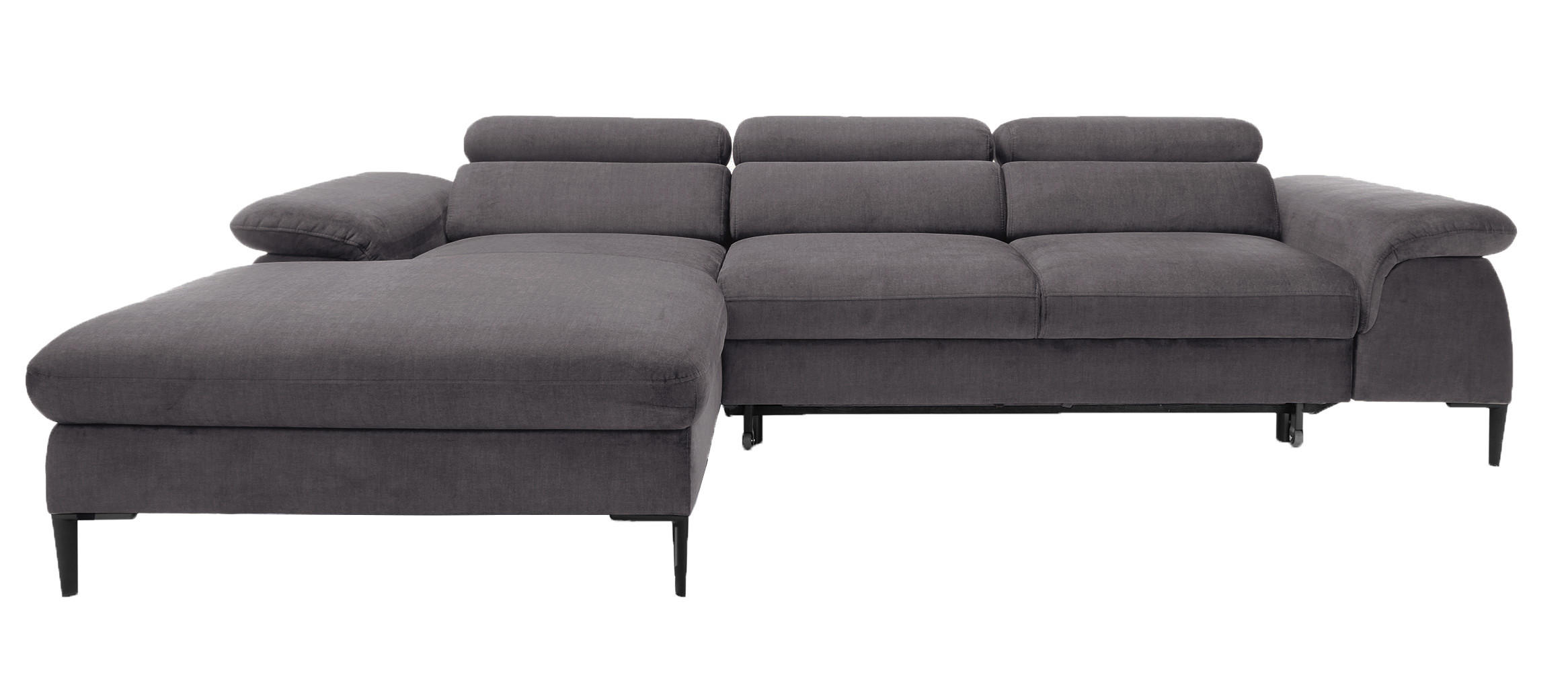ECKSOFA L-Form 290 cm Amaro M mit Schlaffunktion, Links, Grau - Grau, Holz (288/182cm) - Emporius