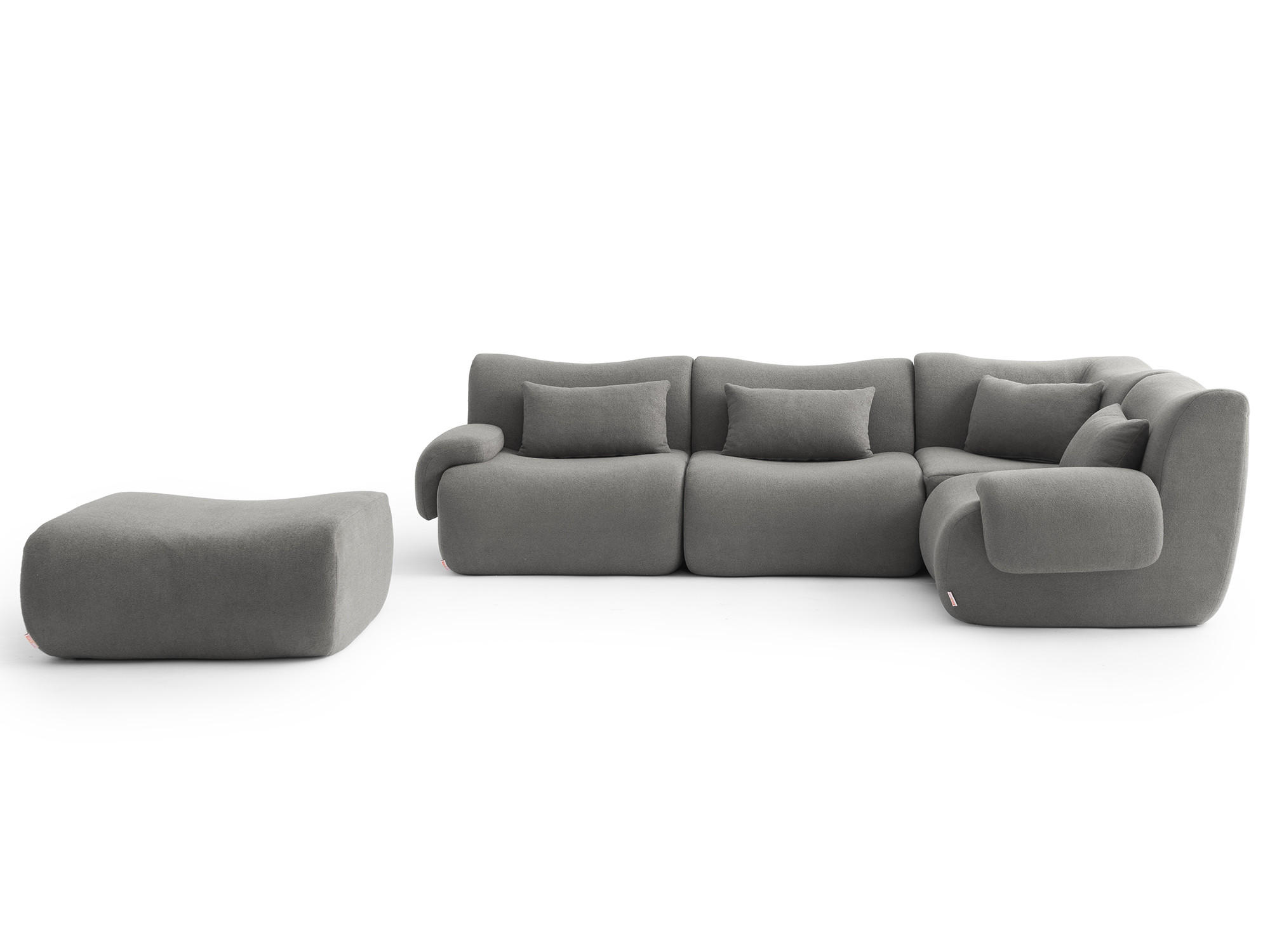 ECKSOFA Bouclé-Stoff Wolkengrau - Grau, Textil (269/190cm) - MILYsofa