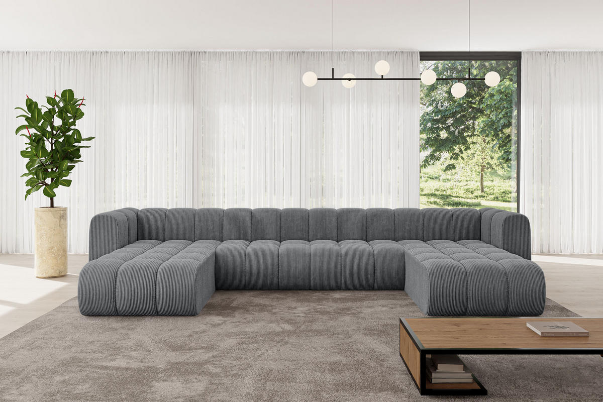 WOHNLANDSCHAFT modulares Sofa Joren-U2 - 410x177x70 cm Dunkelgrau - Dunkelgrau, Holzwerkstoff/Textil (410/70/177cm) - ALTDECOR