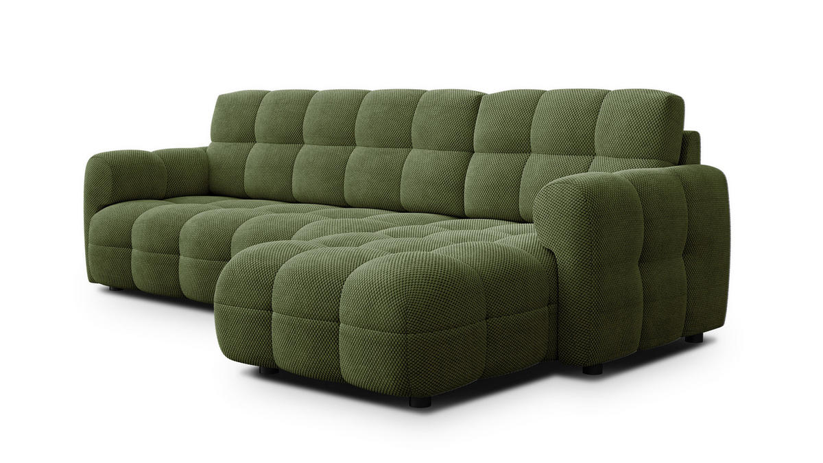 ECKSOFA MELLOW 4-Sitzer, olive - Schwarz/Grün, Holz/Textil (262/156cm) - Courtois Laville