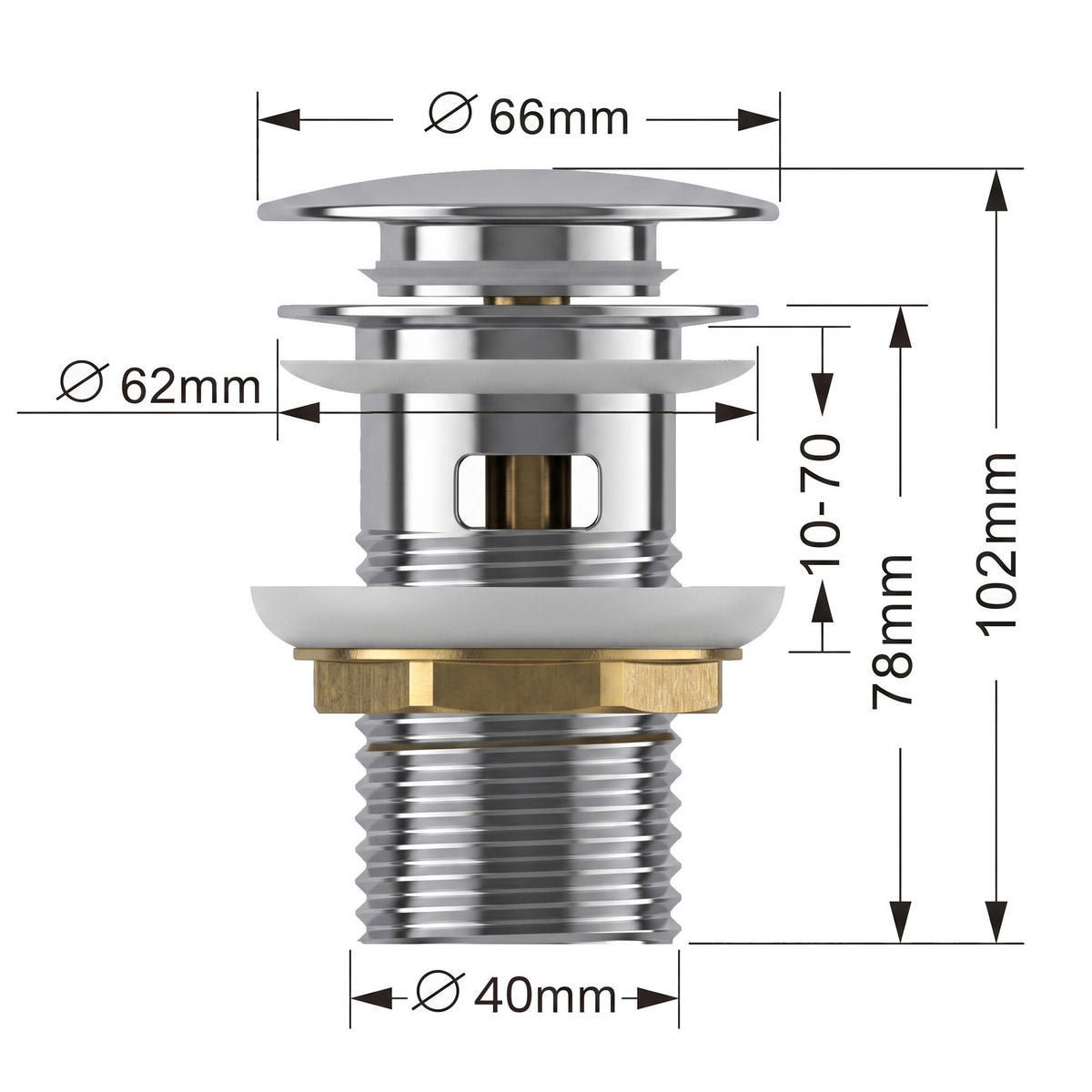 CLICK-CLACK-ABLAUFVENTIL Chrom - Silberfarben, Metall (6.6/10.2/10.2cm) - Akord