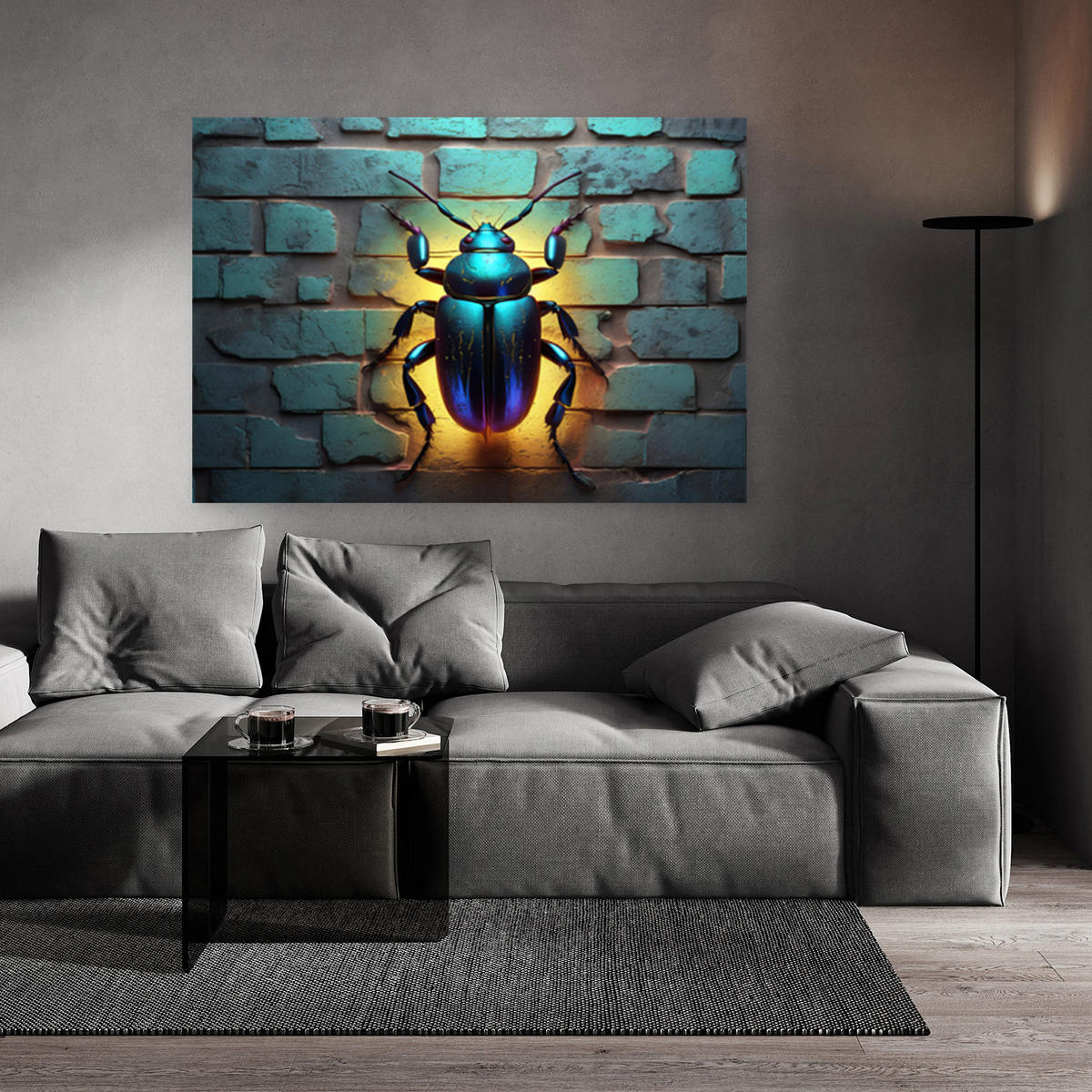 WANDBILD neon insekten tiere - Gelb, Textil (60/40cm) - Feeby