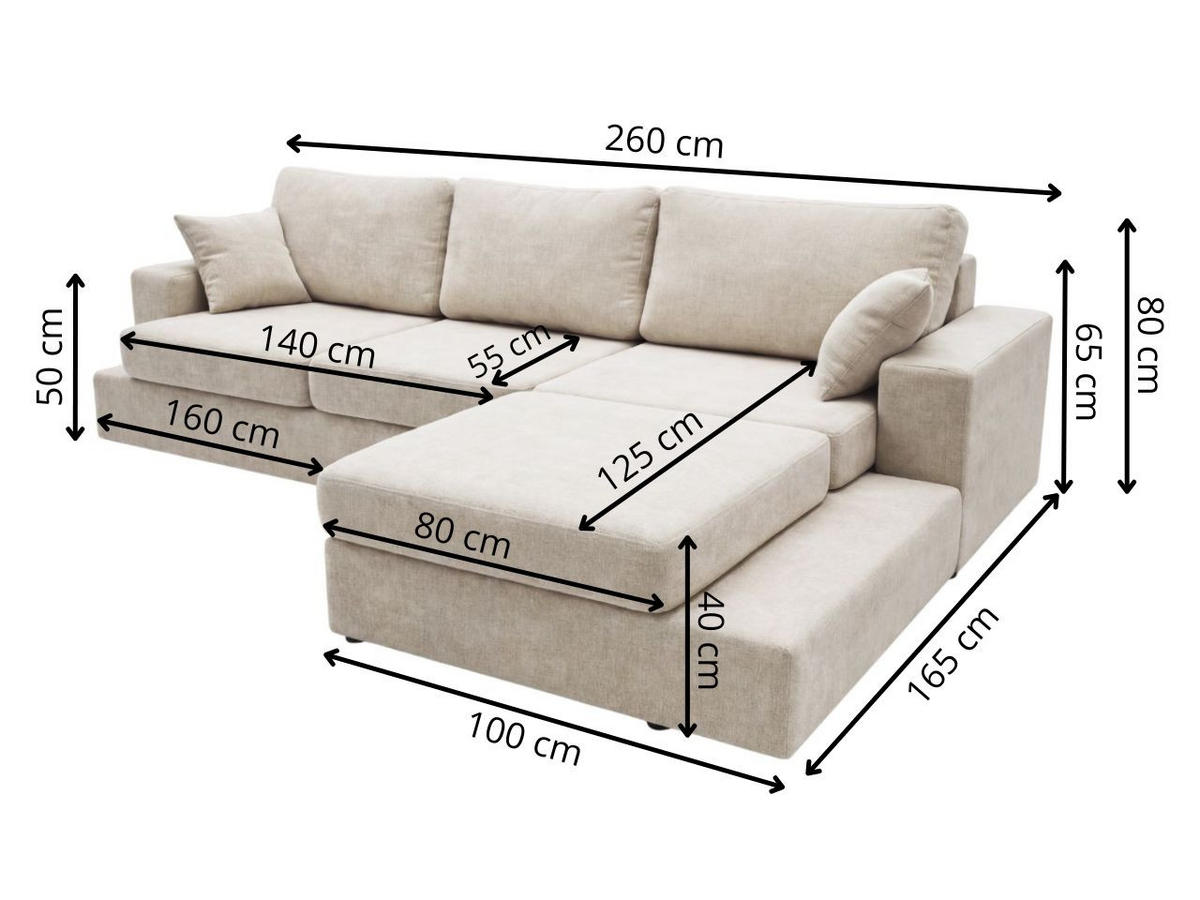 ECKSOFA Nesto Grau Links - Grau, Holz/Textil (260/165cm) - Graingold