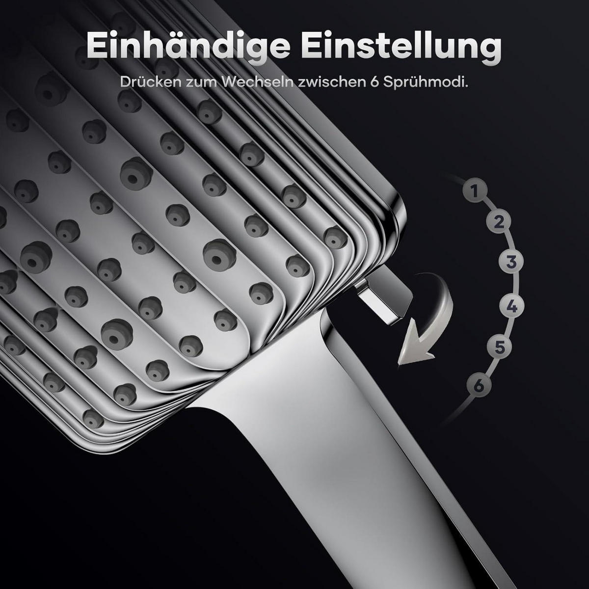 HANDBRAUSE mit 6 Strahlarten Silber - Silberfarben, Metall (12.5/12.7/27.5cm)