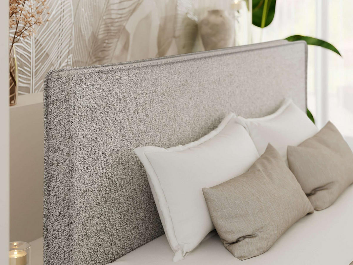 ČALÚNENÁ POSTEĽ LUMARO CLASSIC 140/200 - Svetlosivá Štruktúrovaná látka - Matrac Foam - svetlosivá/jadrový buk, drevo/textil (140/200cm) - MKS