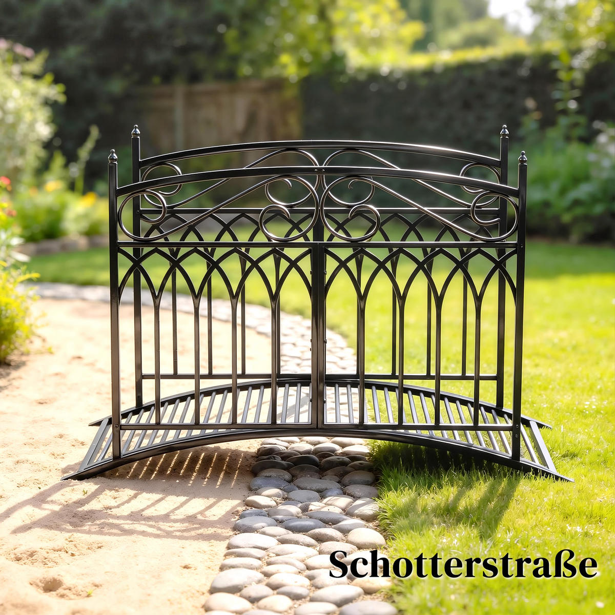 GARTENBRÜCKE DE-10882 Schwarz - Schwarz, Metall (135.5/74/91cm) - ComfortXL