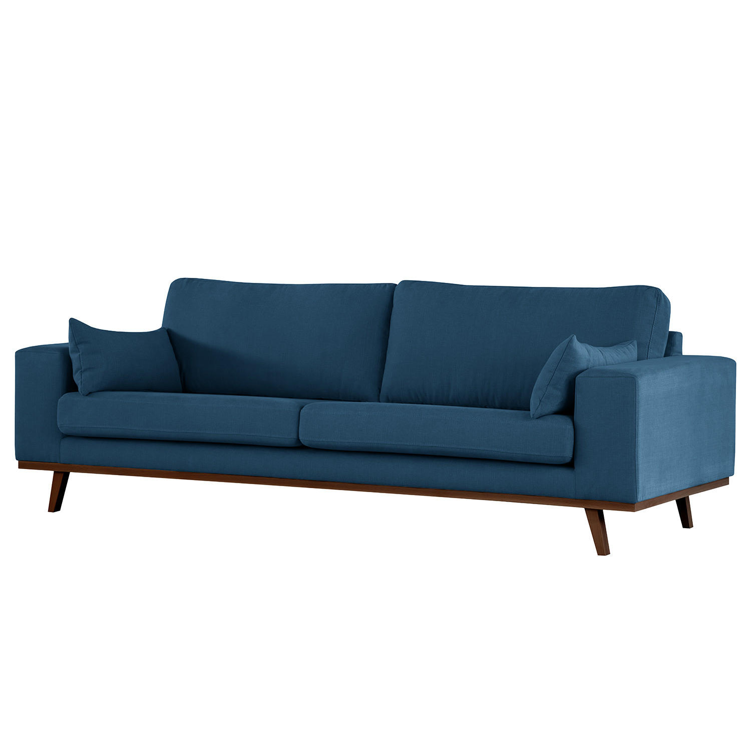 3-SITZER SOFA - Blau/Buchefarben, Holz/Buchenholz (237/81/88cm) - home24