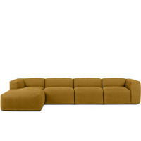 ECKMODULSOFA-LINKS BUFFO 6-Sitzer mit extrem weicher Sitzfläche, Gewebestoff, Honig - Gelb, Textil (377/180cm) - KONSIMO®