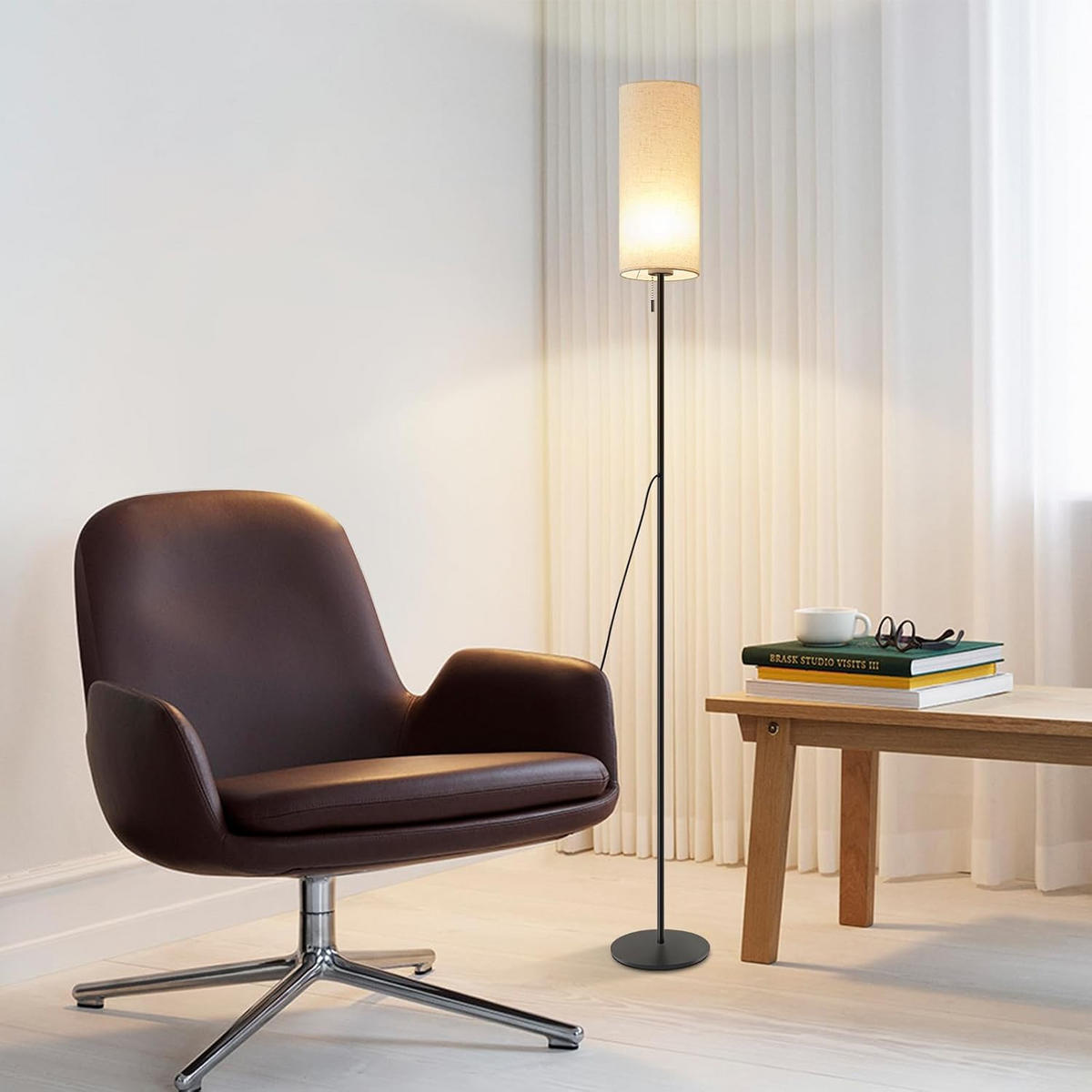 LED STEHLAMPE Sonnfried 14/16/151 cm - Schwarz, Textil/Metall (14/16/151cm) - ZMH