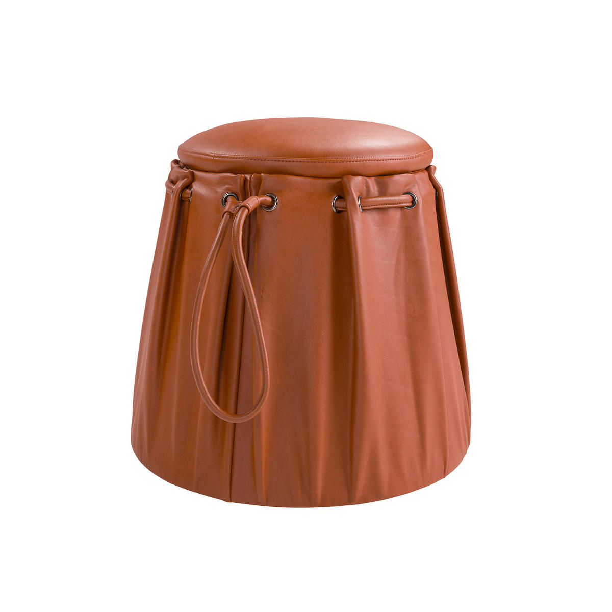 POUF rund Kessel orange 52/52/44 - Orange, Leder (52/44/52cm) - ANGEL CERDA