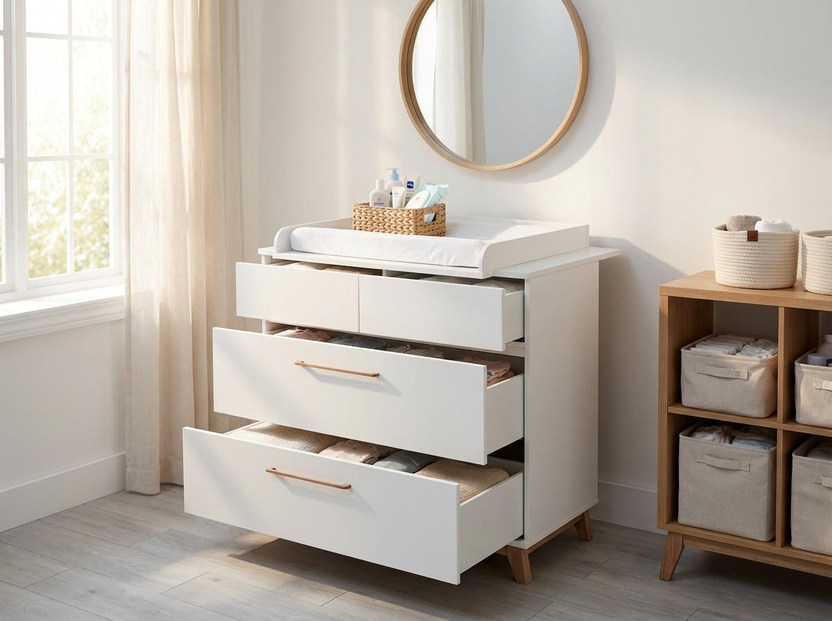 WICKELKOMMODE LINA Soft-Close / Push-to-open - Walnussfarben/Weiß, Holz/Holzwerkstoff (115/96/77cm) - arthur berndt