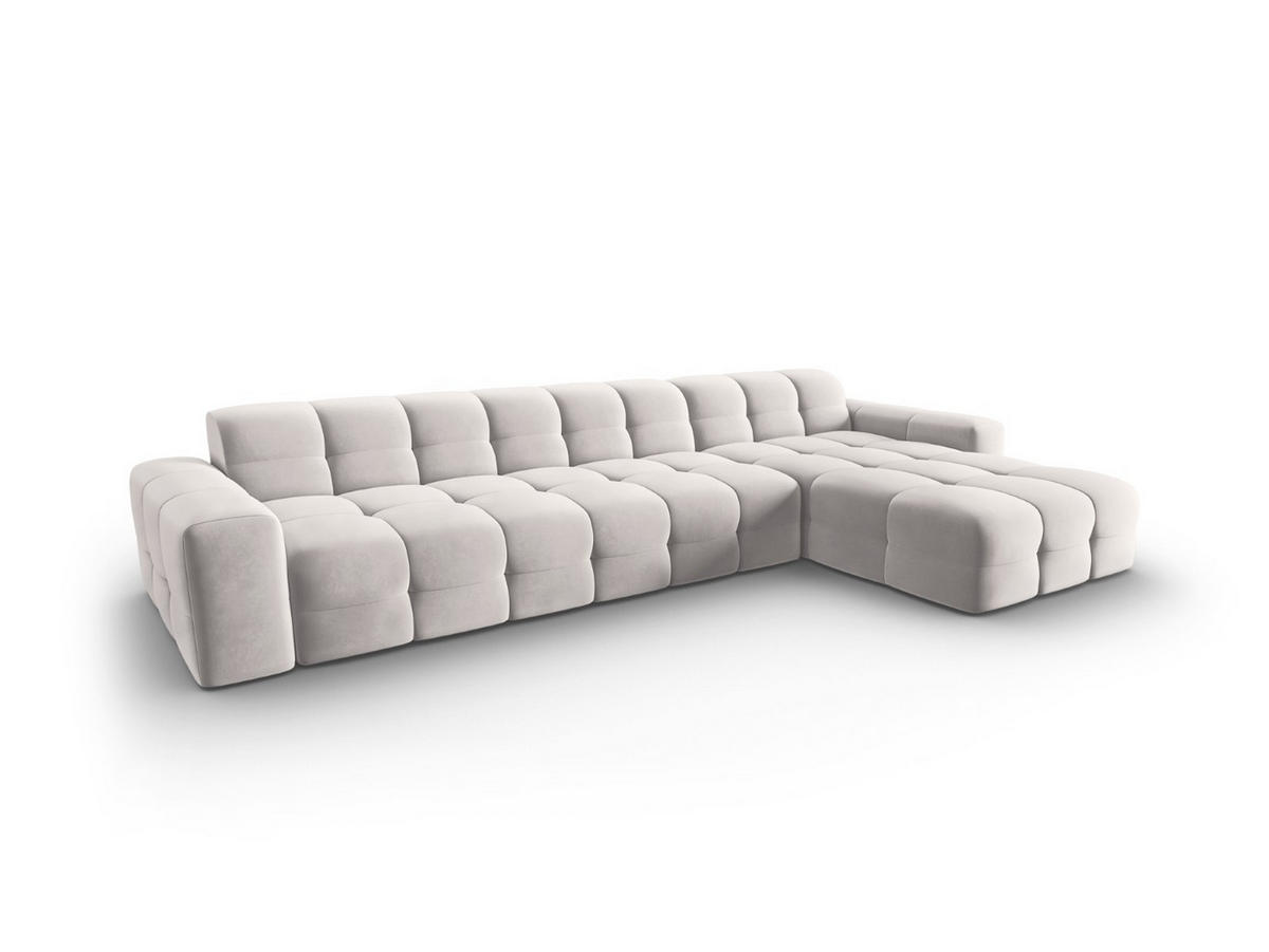 ECKSOFA rechts Kendal aus Samt hellgrau 5 Sitzplätze - Hellgrau, Textil (173/357cm) - Micadoni
