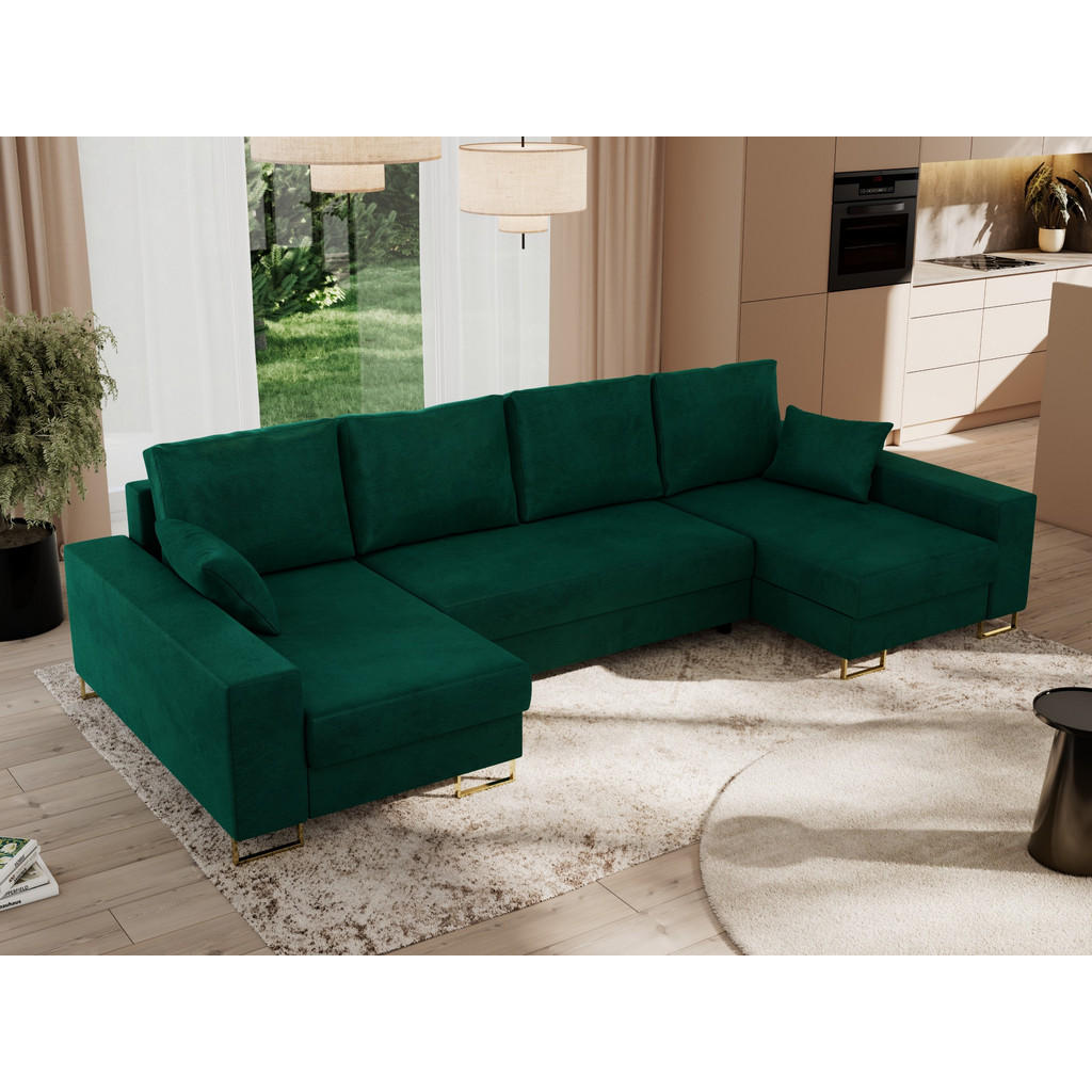 Thumbnail - MKS Wohnlandschaft, Dunkelgrün, Textil, 5-Sitzer, U-Form, 312x95x138 cm, Wohnzimmer, Sofas & Couches, Wohnlandschaften, ...
