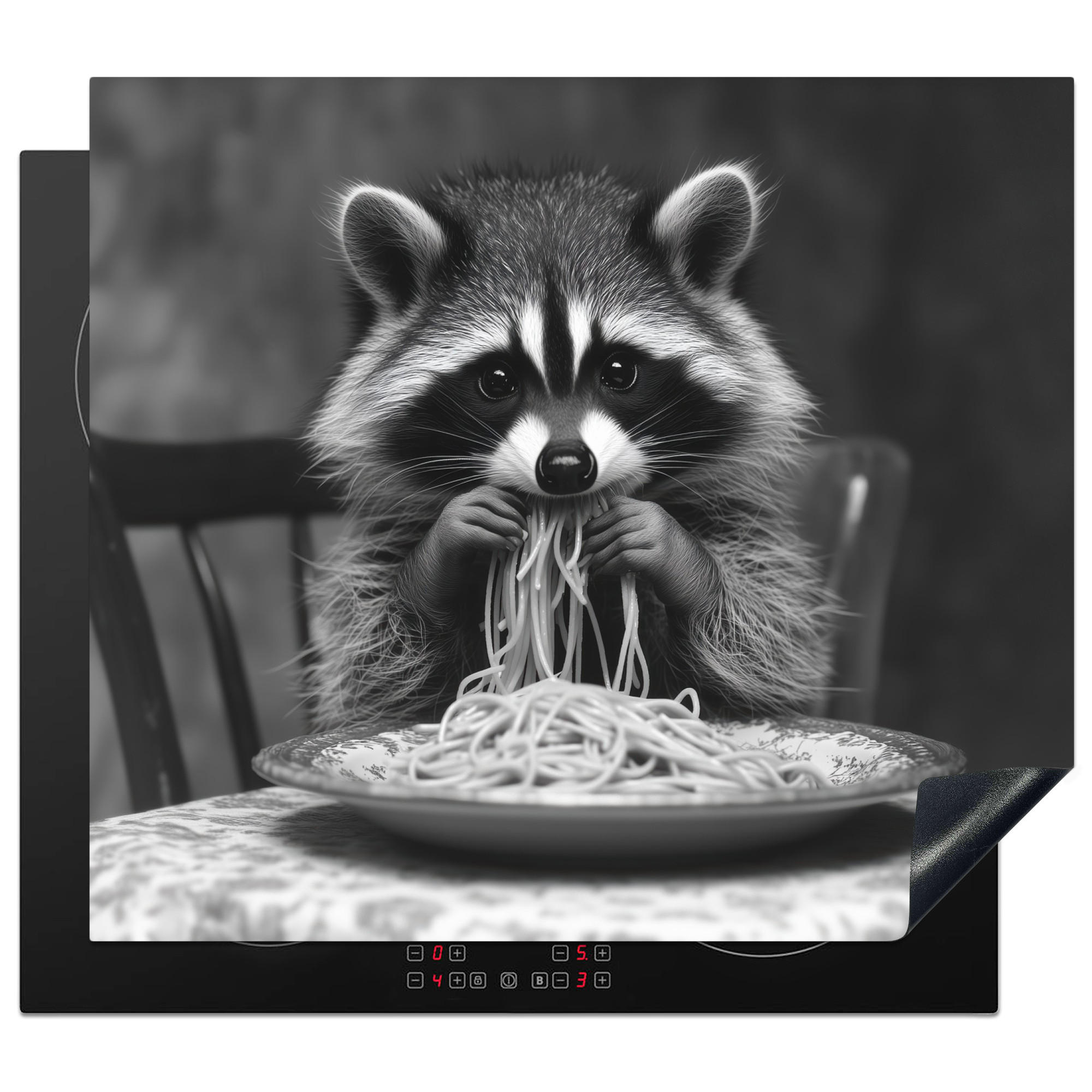 ZAŠČITA ZA INDUKCIJSKO PLOŠČO Rakun 59x51 cm cm - siva, umetna masa (59/51/0.2cm) - MuchoWow