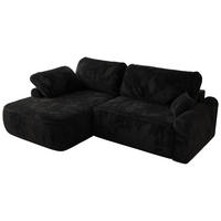 ECKSCHLAFSOFA CUBO L Schwarz Plüsch - links - Schwarz, Kunststoff/Textil (273/187cm) - MKS