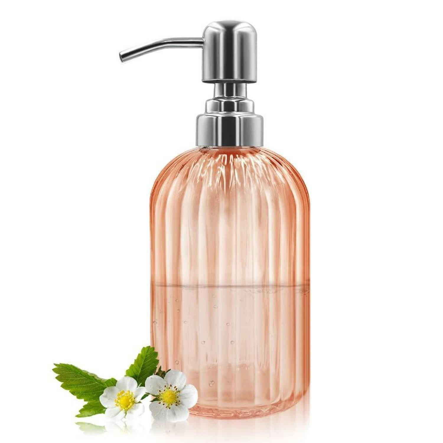 SEIFENSPENDER Glas Bernstein mit Edelstahlpumpe - Rosa, Glas (6.6/18.5/6.6cm)
