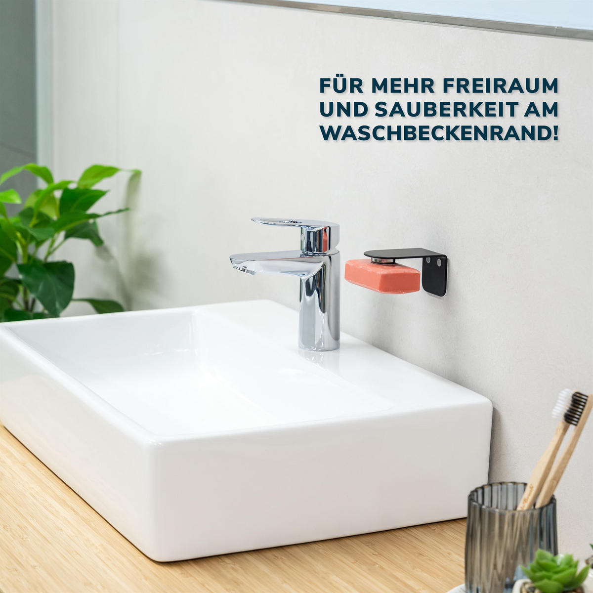 MAGNET-SEIFENHALTER, schwarz, Edelstahl - Schwarz, Metall (4.5/4.5/8cm) - bremermann