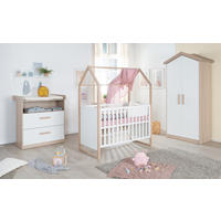 BABYZIMMER SET Cabane 3-teilig - Eichefarben/Weiß, Holz/Holzwerkstoff (96/190/50cm) - Roba