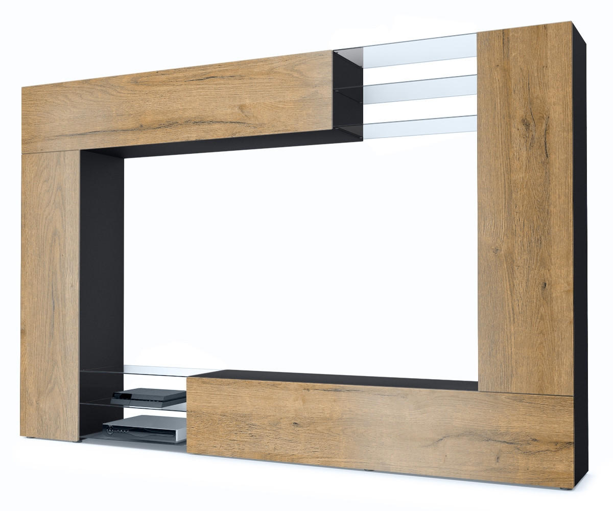 WOHNWAND Mirage Front in Eiche Natur - Eichefarben, Holzwerkstoff (262/182.5/39cm) - Vladon