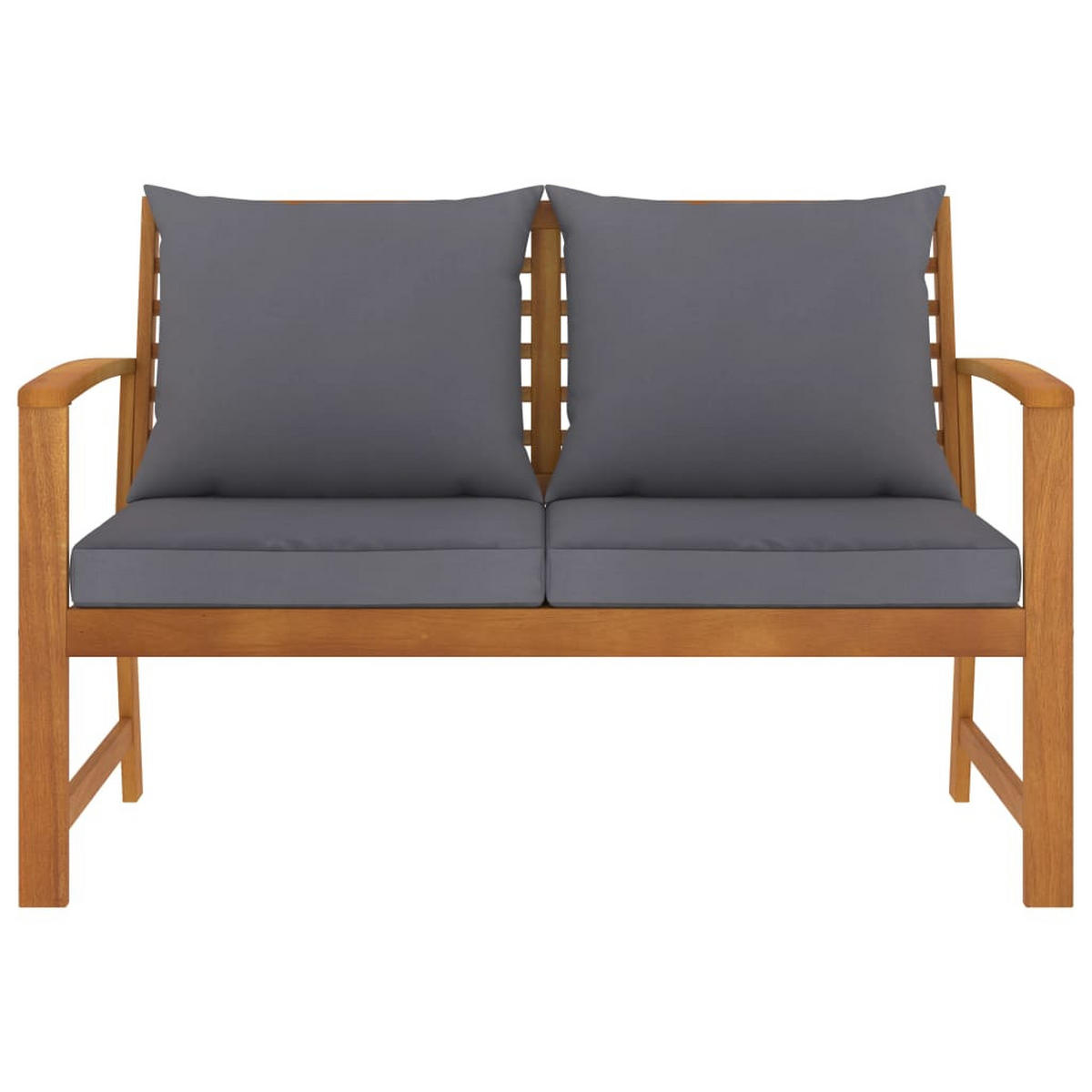 GARTENBANK 120 cm mit Dunkelgrauen Kissen Massivholz Akazie - Braun/Grau, Holz (120/81/60.5cm) - furnicato