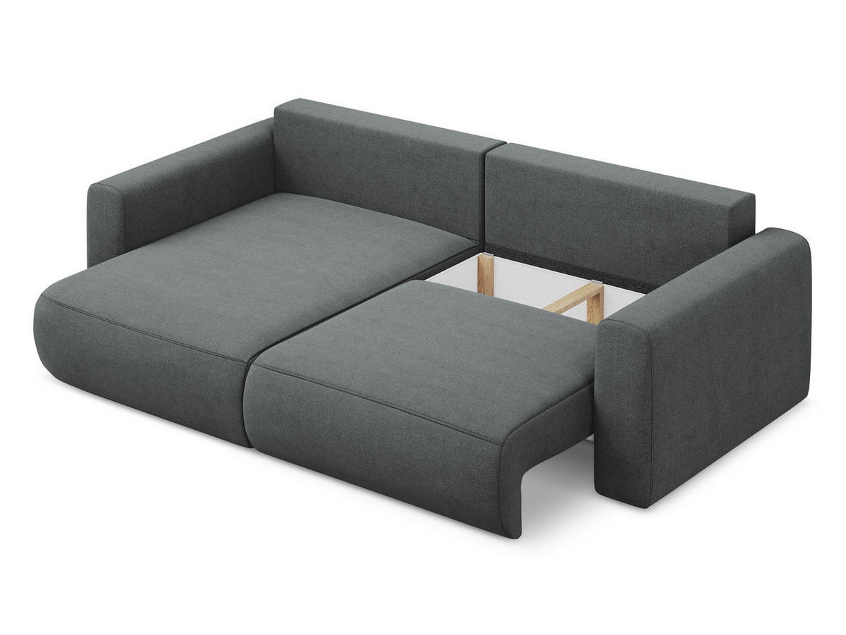 ECKSOFA mit Schlaffunktion Strukturstoff Stoff Grau - Schwarz/Grau, Kunststoff/Textil (149/240cm) - Makamii