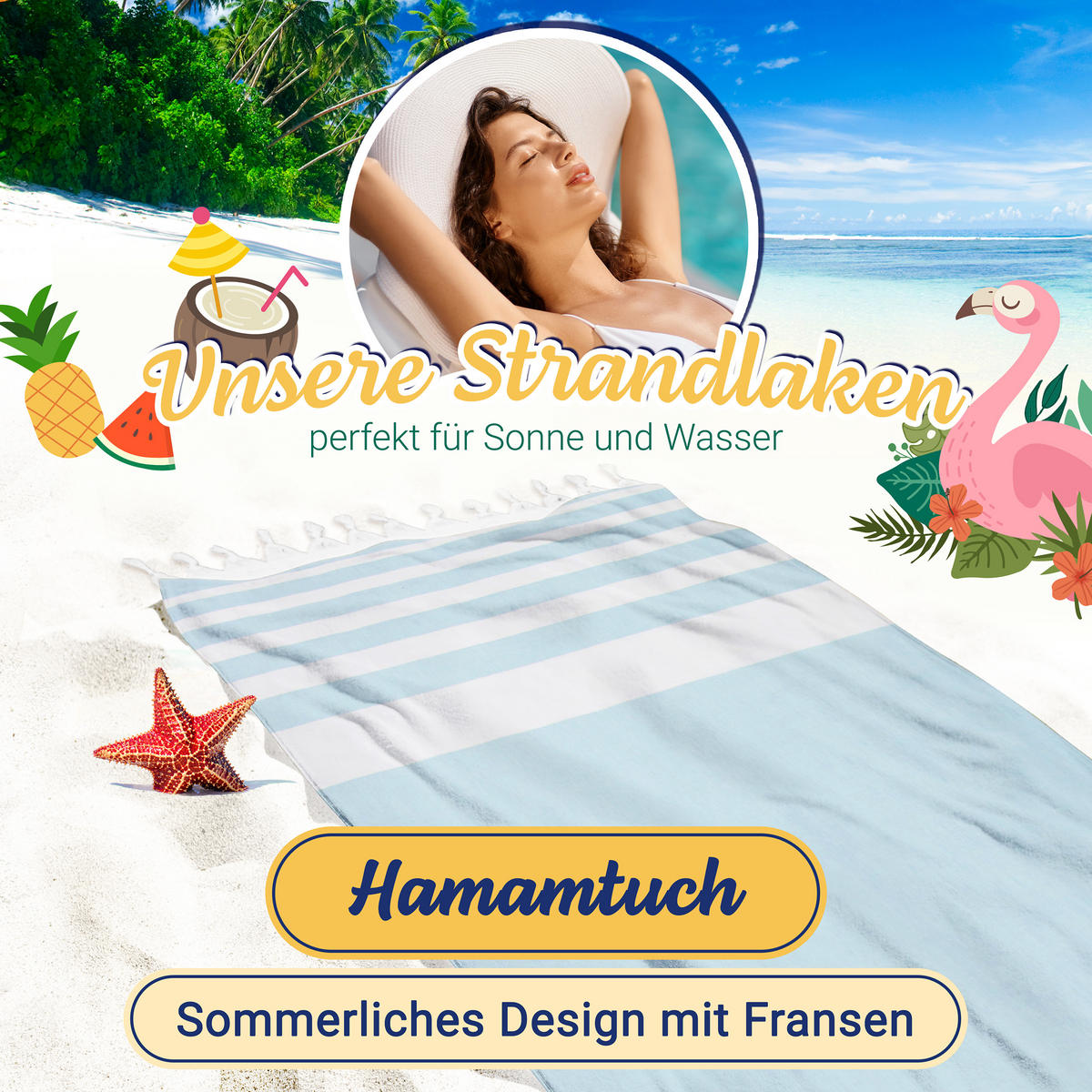 STRANDTUCH, 90x170 cm, 100% Baumwolle, Blau - Hellblau, Textil (90/170cm) - Zollner