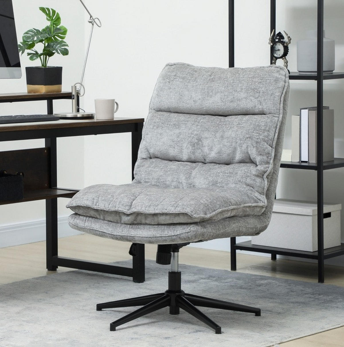 BÜROSTUHL in Grau 63,5x81x102 cm, drehbar und höhenverstellbar, mit Kippfunktion - Grau, Textil (81/102/63.5cm) - IVMEU