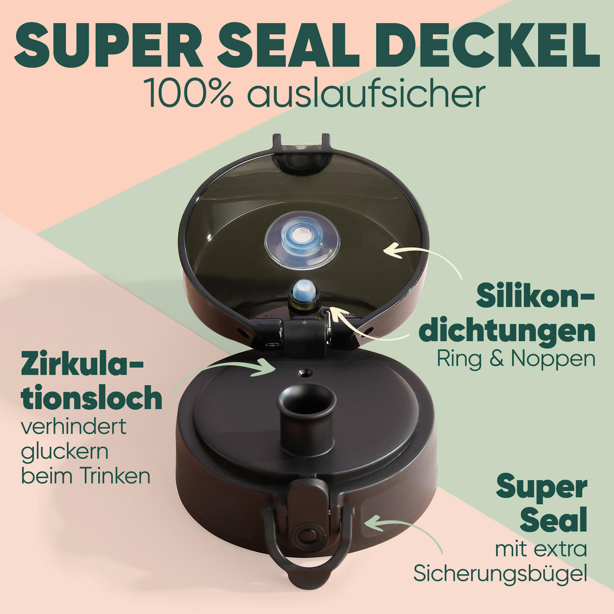 TRINKFLASCHE 1L - auslaufsichere - 1-Klick-Verschluss - BPA - freie - Grau - Grau, Kunststoff (1L) - Blumtal