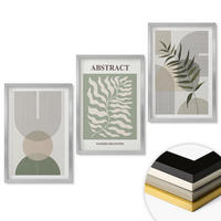 WANDBILDER 3er Set - 40x60 cm Silberner Rahmen - Botanische Boho-Abstraktionen - Silberfarben, Kunststoff (40/60cm) - ArtPrintCave