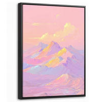 LEINWAND Bilder mit Rahmen - Berggipfel - Wolken - Verträumt - 30x40 - Hellrosa, Textil (30/40cm) - MuchoWow
