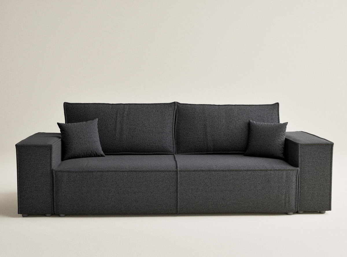 SOFA MIT SCHLAFFUNKTION Milos Anthrazit Webstoff - Anthrazit/Schwarz, Holz/Holzwerkstoff (255/70/105cm) - Maison de Reve