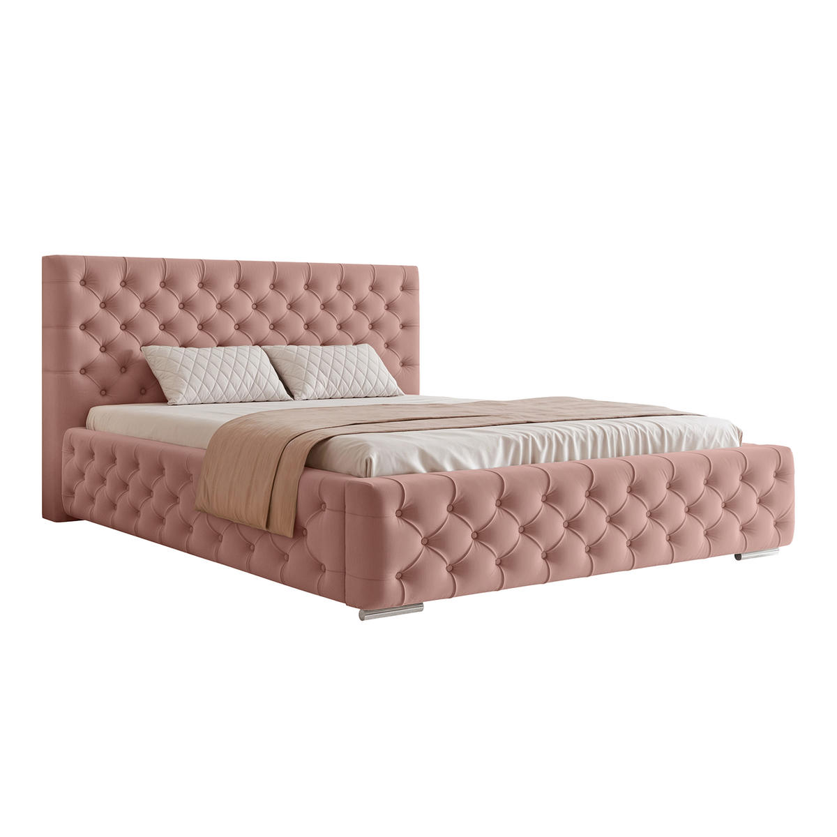 POLSTERBETT CALLIA 120x200 cm, Rose - Rosa, Textil (200/120cm) - Fedve