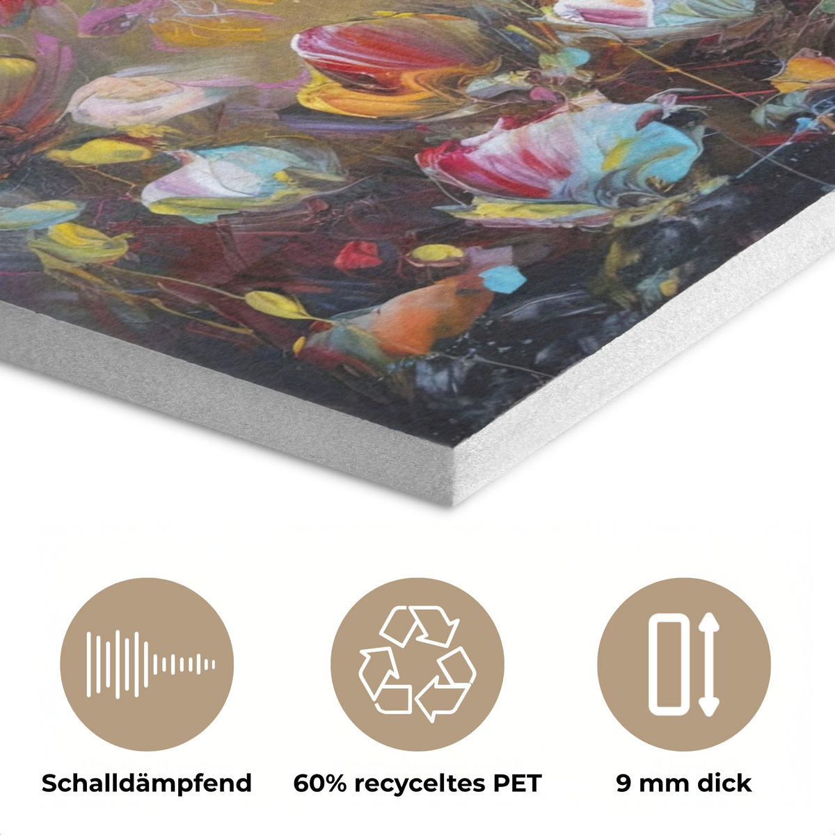 AKUSTIKBILD Blumen - Kunst - Natur - Ölgemälde Akustikpaneele 90x60 cm - Multicolor, Kunststoff (90/60/0.9cm) - MuchoWow