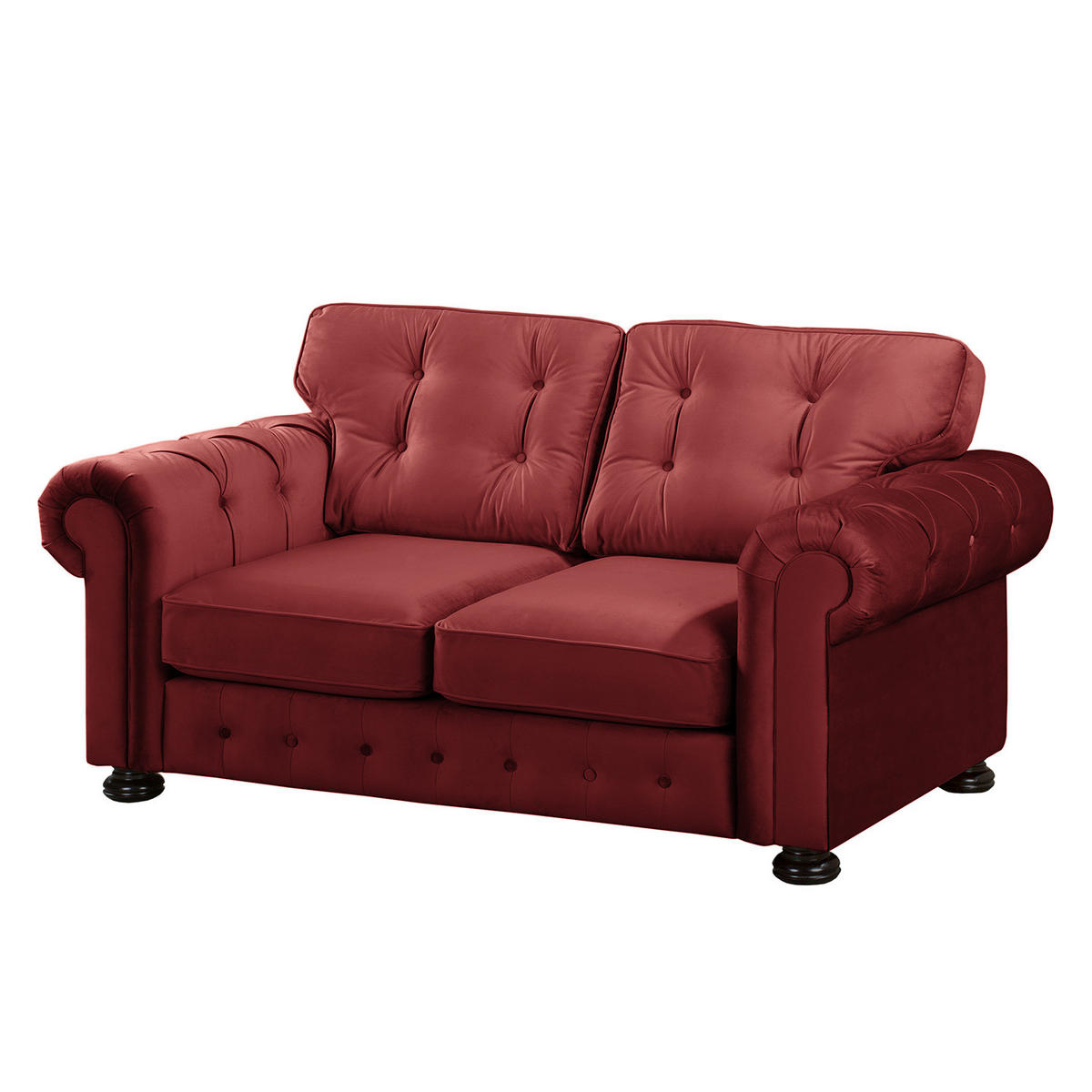 2-SITZER SOFA - Samt - Rot, Textil (190/93/100cm) - home24