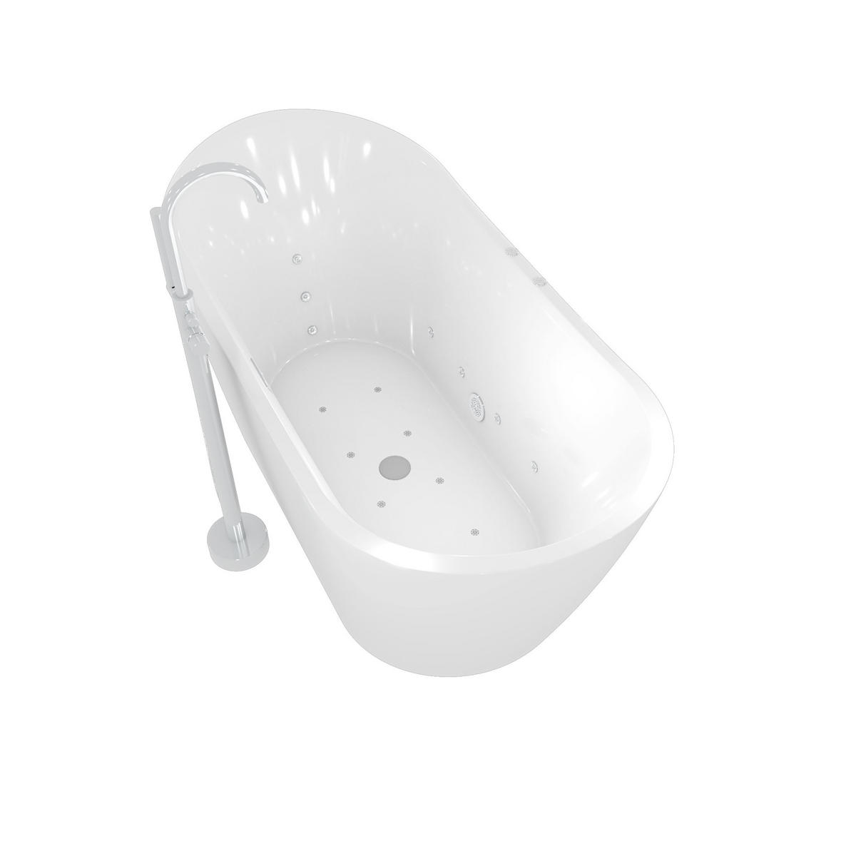 FREISTEHENDE Wanne F23 180cm Whirlpool Armatur AF02 - Weiß, Glas/Kunststoff (80/72/180cm) - AcquaVapore by Sandra Jentho