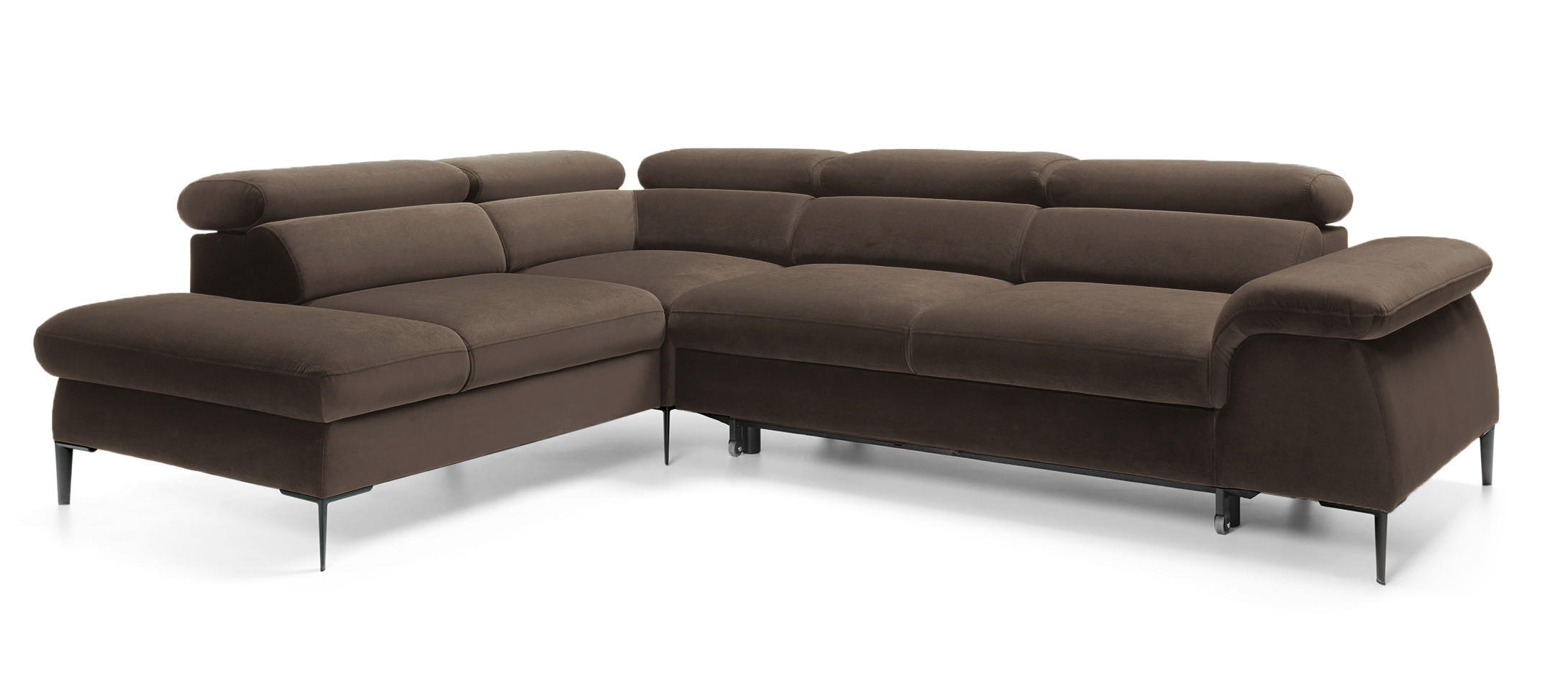 SCHLAFSOFA 280 cm Amaro L mit verstellbaren Kopfstützen, Links, Braun - Braun, Holz (280/214cm) - Emporius