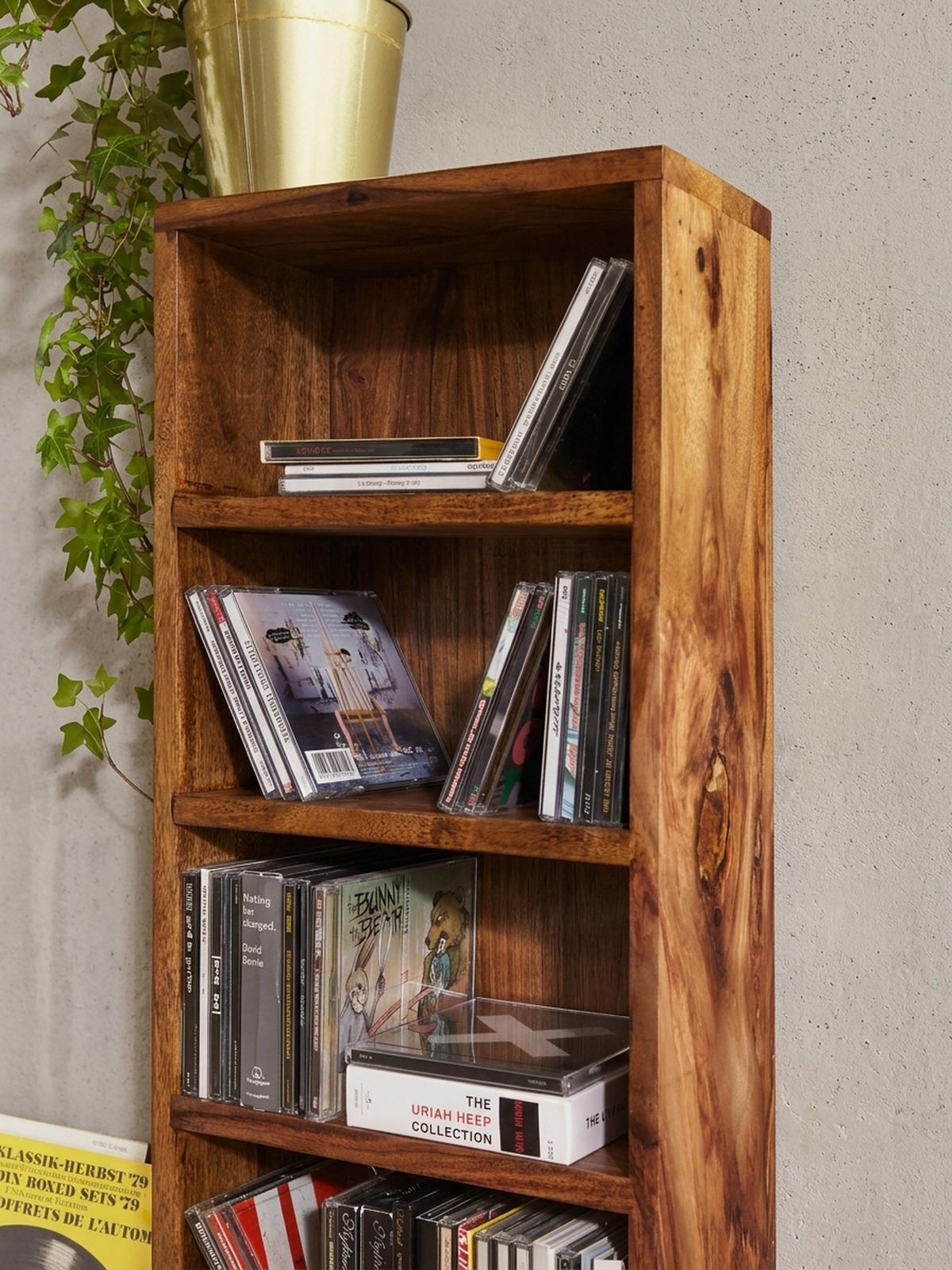 CD-REGAL Massivholz Pflegeleicht 90cm, Braun 30x17x90 cm - Braun, Holz (30/90/17cm) - KADIMA DESIGN