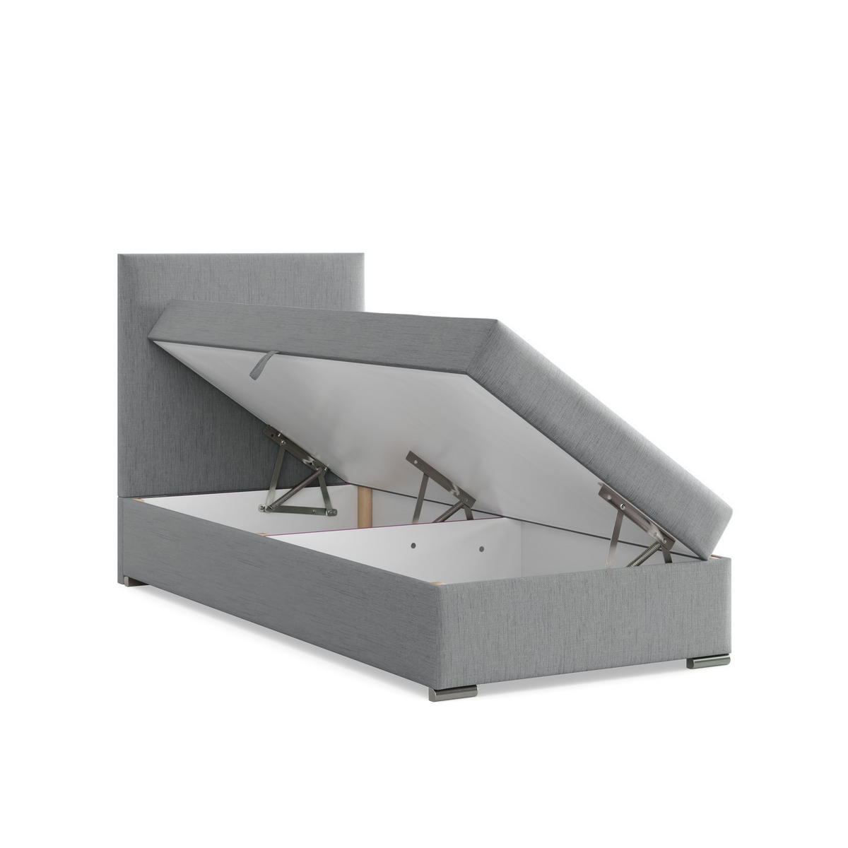 BOXBETT MIT KOPFTEIL 90x200 CALVI, Grau - Hellgrau, Textil (90/200cm) - Mebligo
